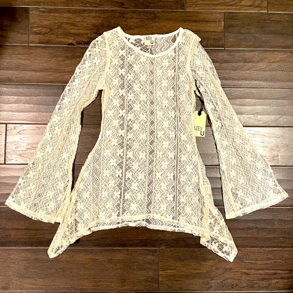 NEW Boho Sheer Long Sleeve Tunic Size XS